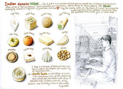 Doces indianos, 2020 (lápis de cor e lápis) de Annalisa Morrocco