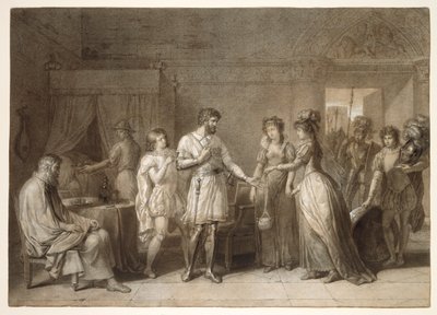 Bayard recusa os presentes da sua anfitriã, em Brescia de Anne-Louis Girodet de Roucy-Trioson