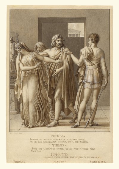 Feedra rejeita os abraços de Teseu de Anne-Louis Girodet de Roucy-Trioson