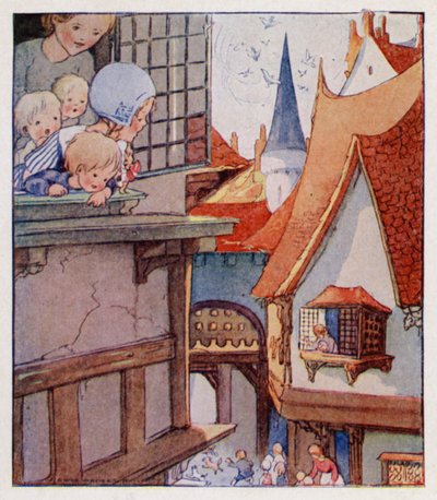 Rima de berçário: Ouçam! Ouçam! Os cães ladram! (litho colorido) de Anne (after) Anderson