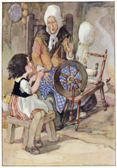 A avó começou com a sua roda giratória (cor litho) de Anne (after) Anderson