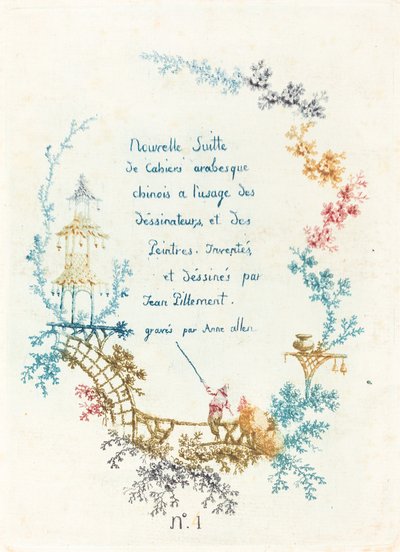 Página de rosto para a nova suíte de arabescos chineses, início da década de 1760. de Anne Allen