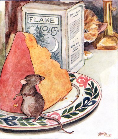 &39;Tendo um pouco de jantar - prime Stilton&39;, ilustração de &39;The Mischievious Mousie Book&39;, publicado por Thomas Nelson und Sons, década de 1920 de Anne Anderson