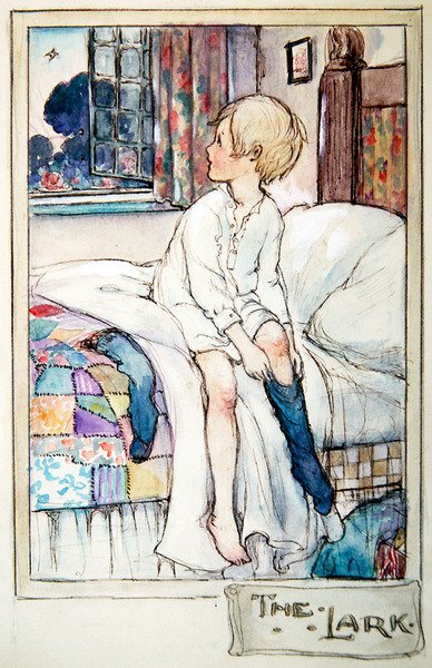 The Lark, c.1916 (caneta e tinta com aquarela e lápis sobre papel) de Anne Anderson