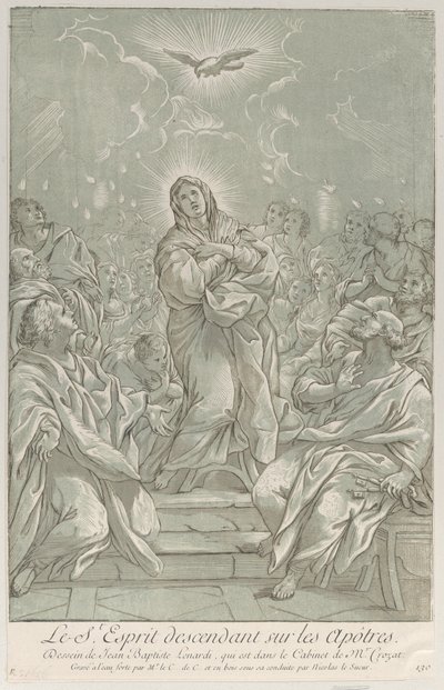 O Pentecostes, com a Virgem no centro, o Espírito Santo acima, e os Apóstolos..., ca. 1729. de Anne Claude Philippe de Caylus
