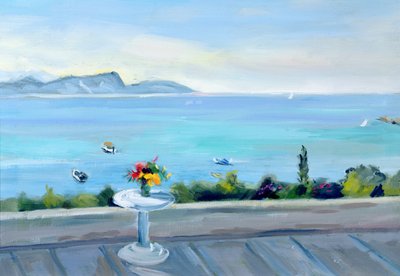 Um terraço com vista para o mar de Anne Durham