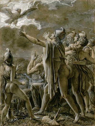 Enéias e seus seguidores em Latium, 1791-1793. de Anne-Louis Girodet de Roucy-Trioson