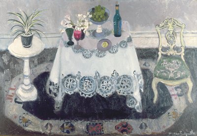 Interior cinzento e branco (óleo sobre tela) de Anne Redpath