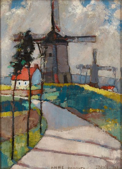 Moinhos de vento no Pas De Calais (petróleo a bordo) de Anne Redpath