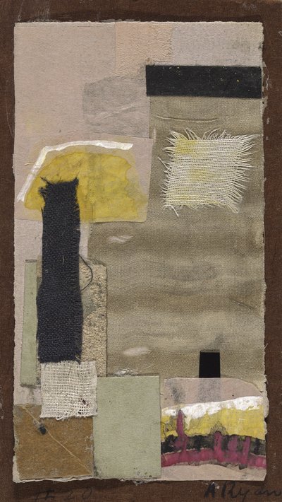 Sem título (#20), c.1948-54 (colagem de tecido, papel colorido, lixa, guache e aguarela sobre cartão) de Anne Ryan