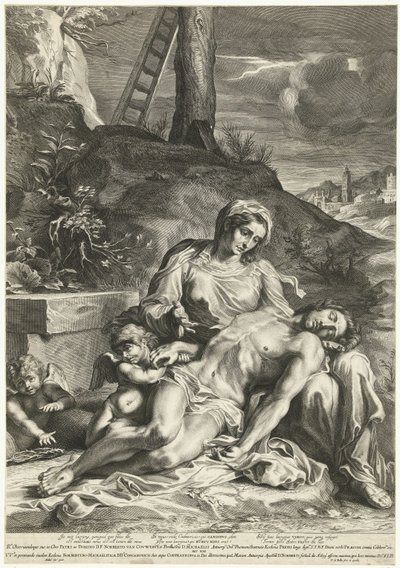 Pieta, gravada por Pieter de Bailliu de Annibale (after) Carracci