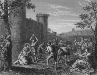 O Apedrejamento de Santo Estêvão (gravura) de Annibale (after) Carracci