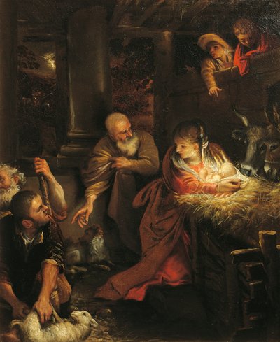 Adoração dos Pastores (óleo sobre tela) de Annibale (attr. to) Carracci