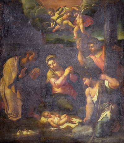 Adoração dos Pastores (óleo sobre tela) de Annibale (follower of) Carracci