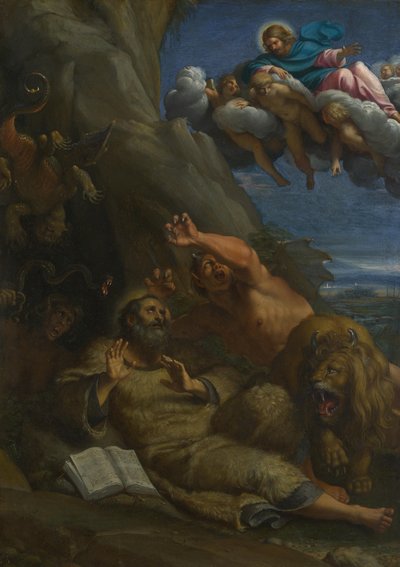Cristo aparecendo a Santo Antônio Abade durante sua Tentação, c. 1598 de Annibale Carracci