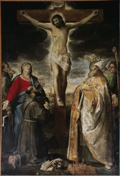 Crucificação e santos (óleo sobre tela de Annibale Carracci