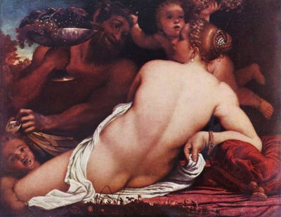 Alemão: Bacchantin Venus com um Sátiro e Cupidos de Annibale Carracci