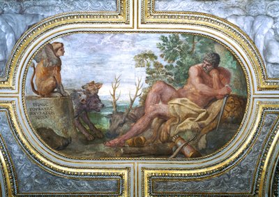 Hércules e a Esfinge com Cerberus, do &39;Camerino&39;, 1596 de Annibale Carracci