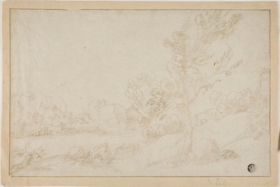 Paisagem com margem do rio de Annibale Carracci