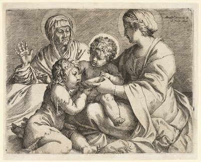 Madonna e Criança com Santa Isabel e João Baptista de Annibale Carracci