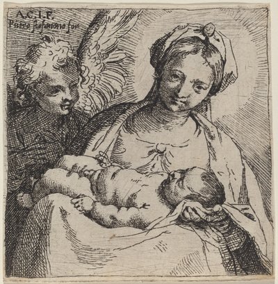 Madonna e criança com um anjo de Annibale Carracci