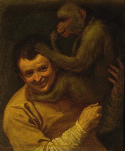 Homem com macaco de Annibale Carracci
