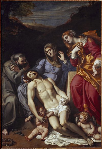 Pieta com Santa Maria Madalena e São Francisco (óleo sobre tela de Annibale Carracci