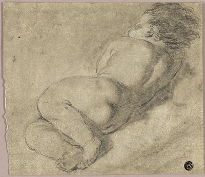 Criança reclinada de costas de Annibale Carracci