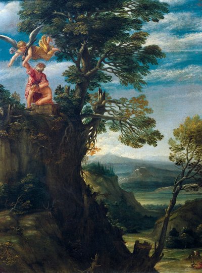 Sacrifício de Isaac por Annibale Carracci (1560-1609), óleo sobre tela, 45x34 cm de Annibale Carracci