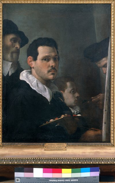 Auto-retrato com outras figuras, c.1593 (óleo sobre tela) de Annibale Carracci