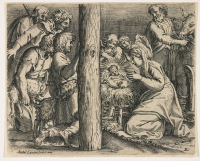 A adoração dos pastores, c. 1606 de Annibale Carracci
