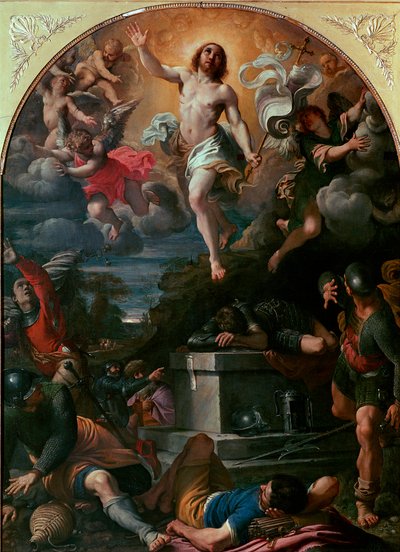 A Ressurreição de Cristo Pintura de Annibale Carracci (Carrache) (1560-1609) 1593 Sol. 217x160 cm Paris, Musee du Louvre de Annibale Carracci