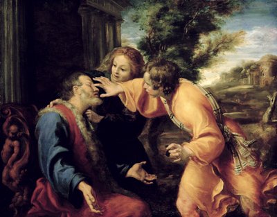 O Jovem Tobias Cura Seu Pai Cego, c.1600 de Annibale Carracci