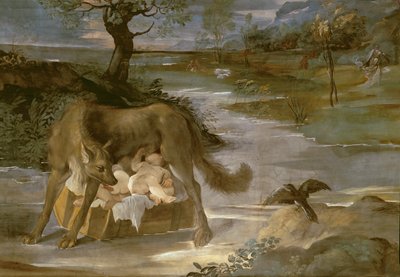 A Mãe do Lobo Romulus e Remus, da História do Ciclo Romulus, c.1590 de Annibale Copy Carracci