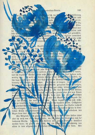 Botânicos em aquarela azul de Annick