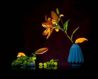 Natureza morta com lírios vibrantes de Annie Poreider