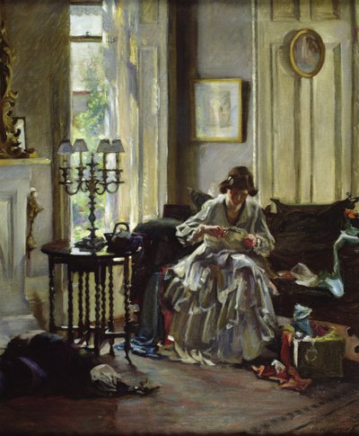 A Costureira (óleo sobre tela) de Annie Rose Laing