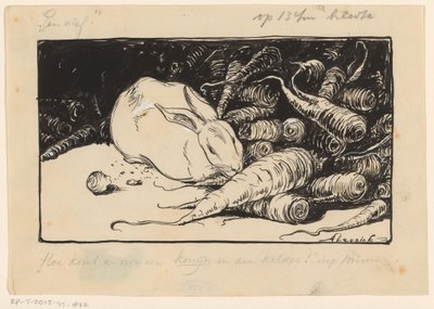Coelho roendo uma cenoura de Anny Leusink (signed by artist)