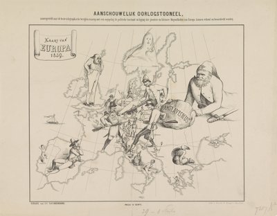 Cenário cénico de guerra / Mapa da Europa em 1859 (título sobre o objecto) de Anonymous