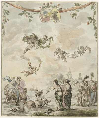 Alegoria da visita do príncipe e da princesa a Amsterdã, 1768 de Anonymous