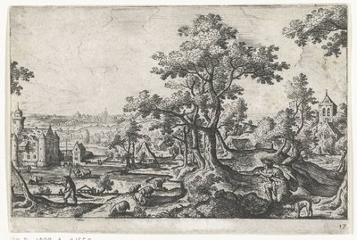 Apollo mata Coronis
Paisagens com representações mitológicas e bíblicas (título da série) de Anonymous