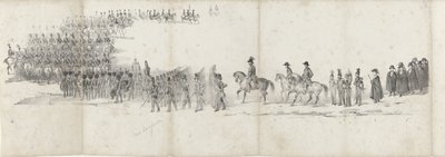 Enterro do falecido Rei Guilherme II em Delft, a 4 de Abril de 1849 (folha 1)
Cinco folhas contíguas da procissão fúnebre de Guilherme II em 1849 (título da série) de Anonymous