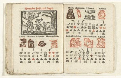 Páginas contendo a previsão para o mês de Dezembro de 1712 de Anonymous