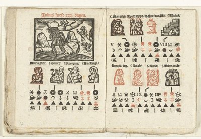 Páginas com a previsão para o mês de julho de 1712 de Anonymous