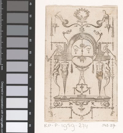 Composição com arcade Colar decorações, fantasias arquitetônicas e grotescos (título da série) de Anonymous