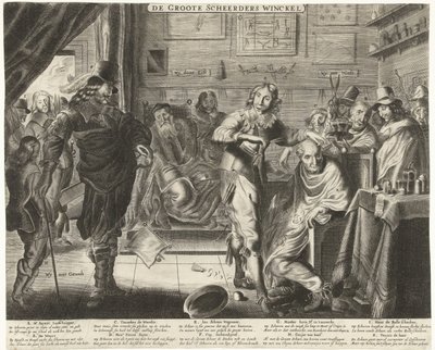 O agricultor na grande barbearia, c. 1650
De Groote Scheerders Winckel (título sobre o objecto) de Anonymous