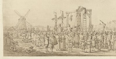 O caixão de Ledenberg pendurado na forca, 1619 de Anonymous