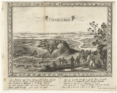 A nova fortaleza de Charleroi, 1666 Caerte figurativo da cidade nova de Charle Roij (...) (título no objeto) Plant de la nouelle fortresse de Charle Roij (...) (título no objeto) de Anonymous