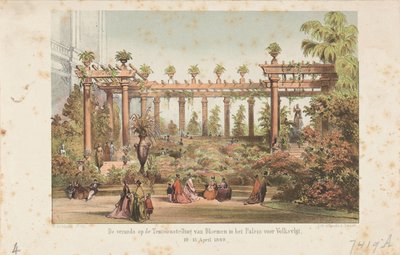 A varanda da Exposição de Flores no Paleis voor Volksvlijt, 10-15 de abril de 1869 (título no objeto) de Anonymous