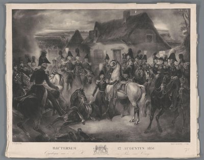 A substituição do cavalo ferido do Príncipe de Orange (mais tarde Rei Guilherme II), durante a Batalha de Boutersem, 12 de agosto de 1831 Bautersem 12 de agosto de 1831 (título no objeto) de Anonymous